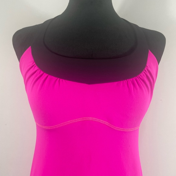 Lululemon Hot Pink, Black, Built in Bra, Tank Top, Small, work out, yoga, - Picture 2 of 14